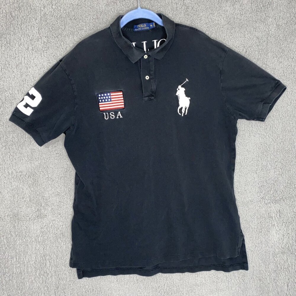 Polo Ralph Lauren USA #2 Collins Mens's XL Big Pony Faded Distressed‎